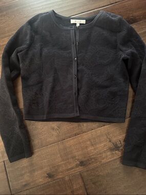 Milly Black Lace Mesh Button Cardigan